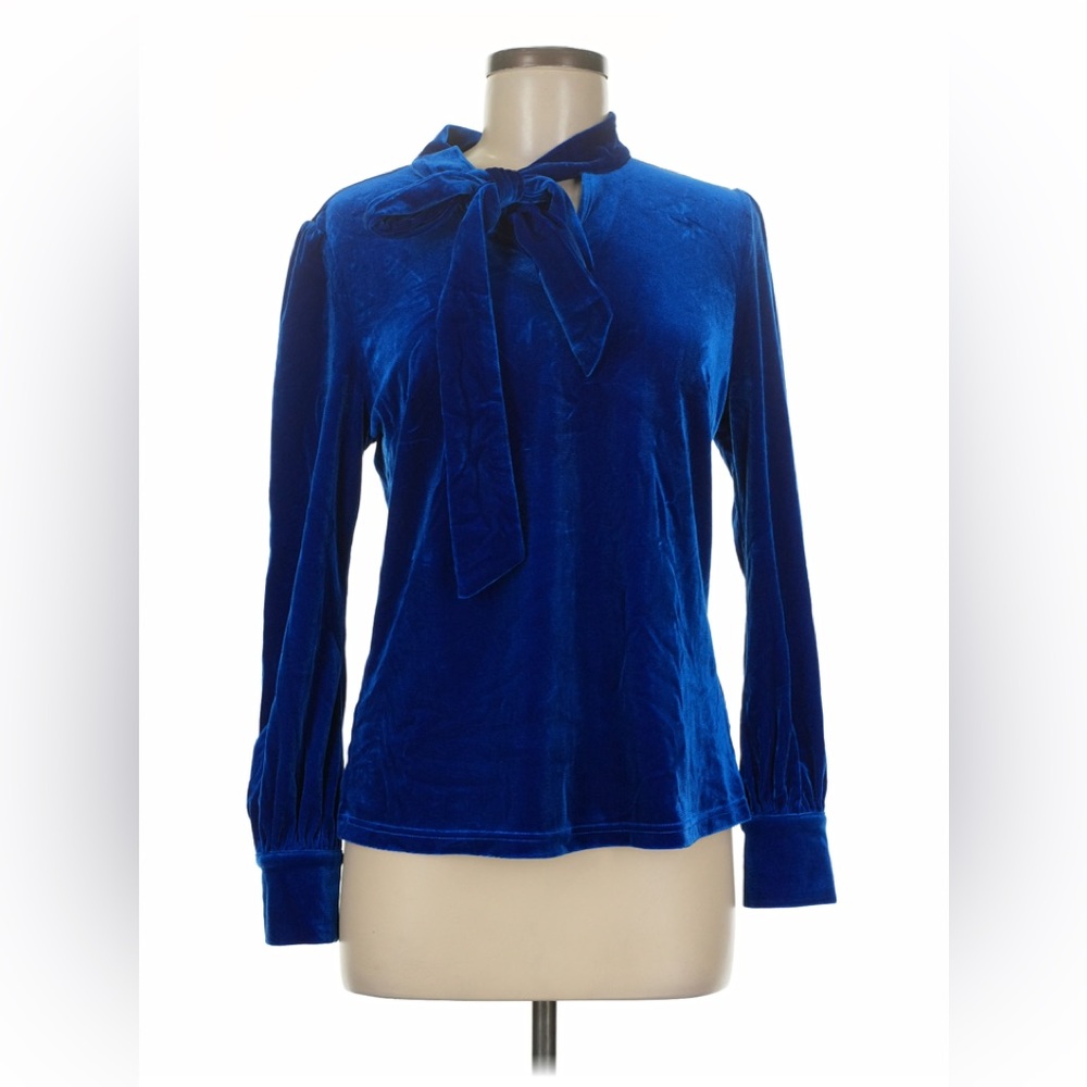 Allegra K Royal Blue Velvet Blouse